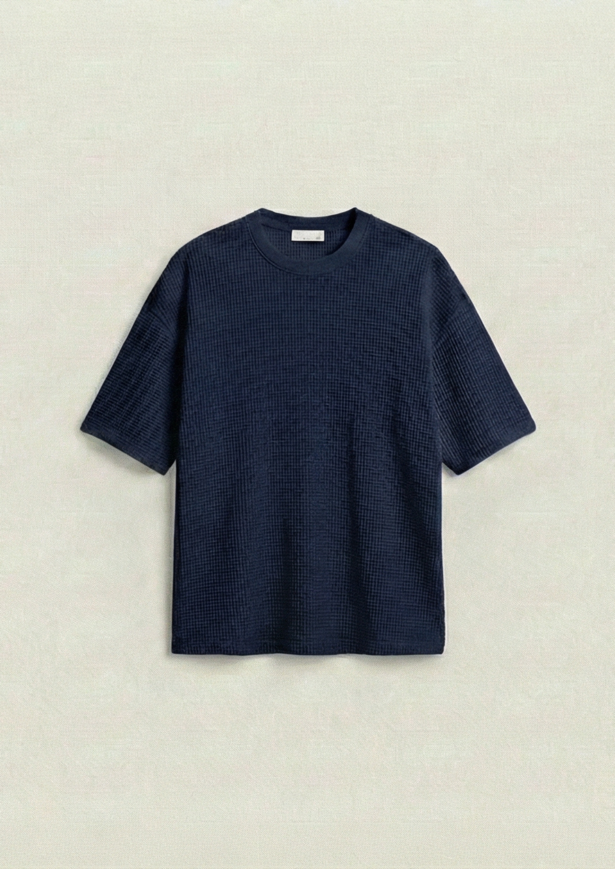 Pack of 2 – Waffle Knit Oversized Tees - (Navy Blue – Steel Blue)