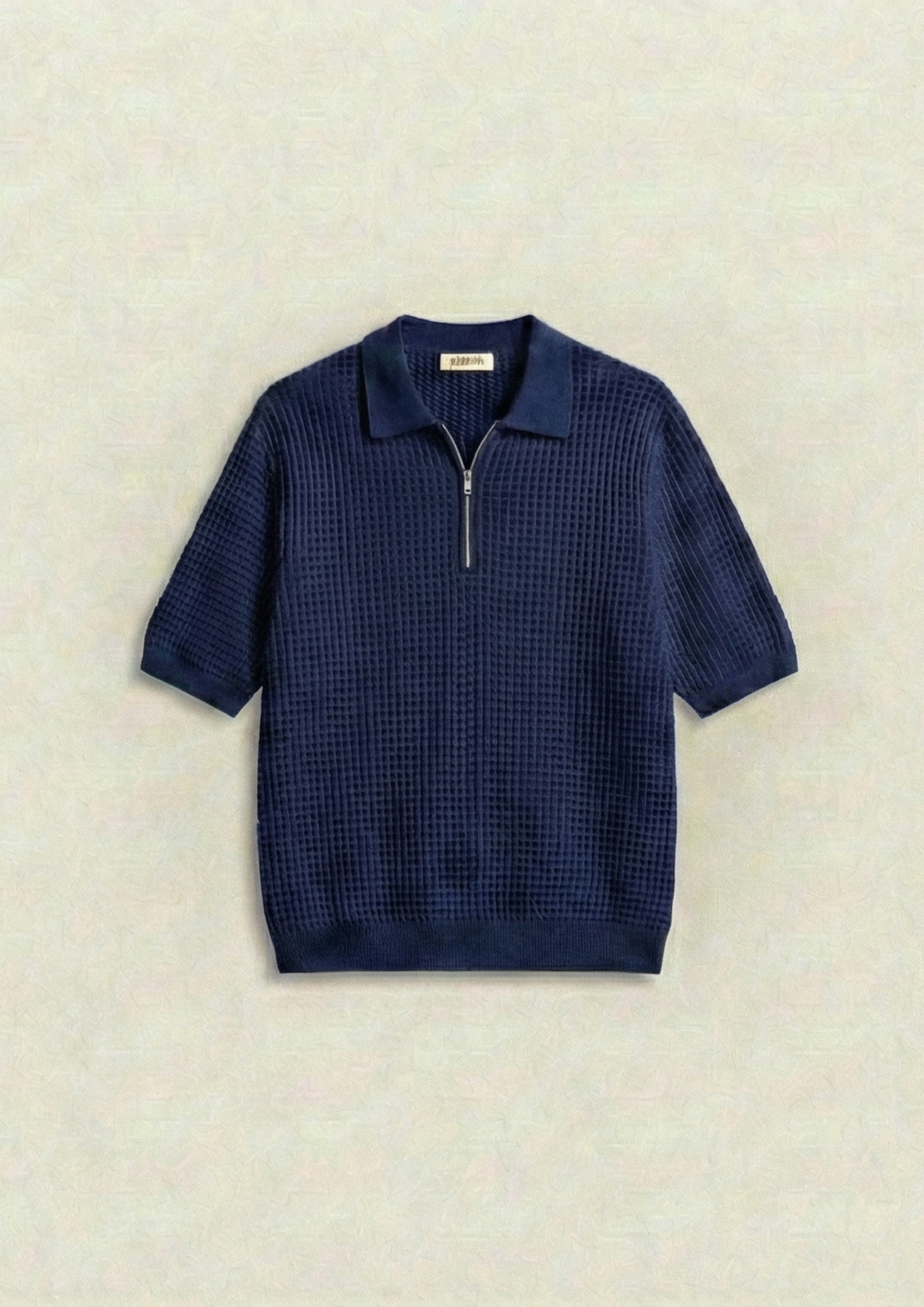 Pack of 2 – Waffle Knit Zipper Polo - (Navy Blue – Desert Sand)