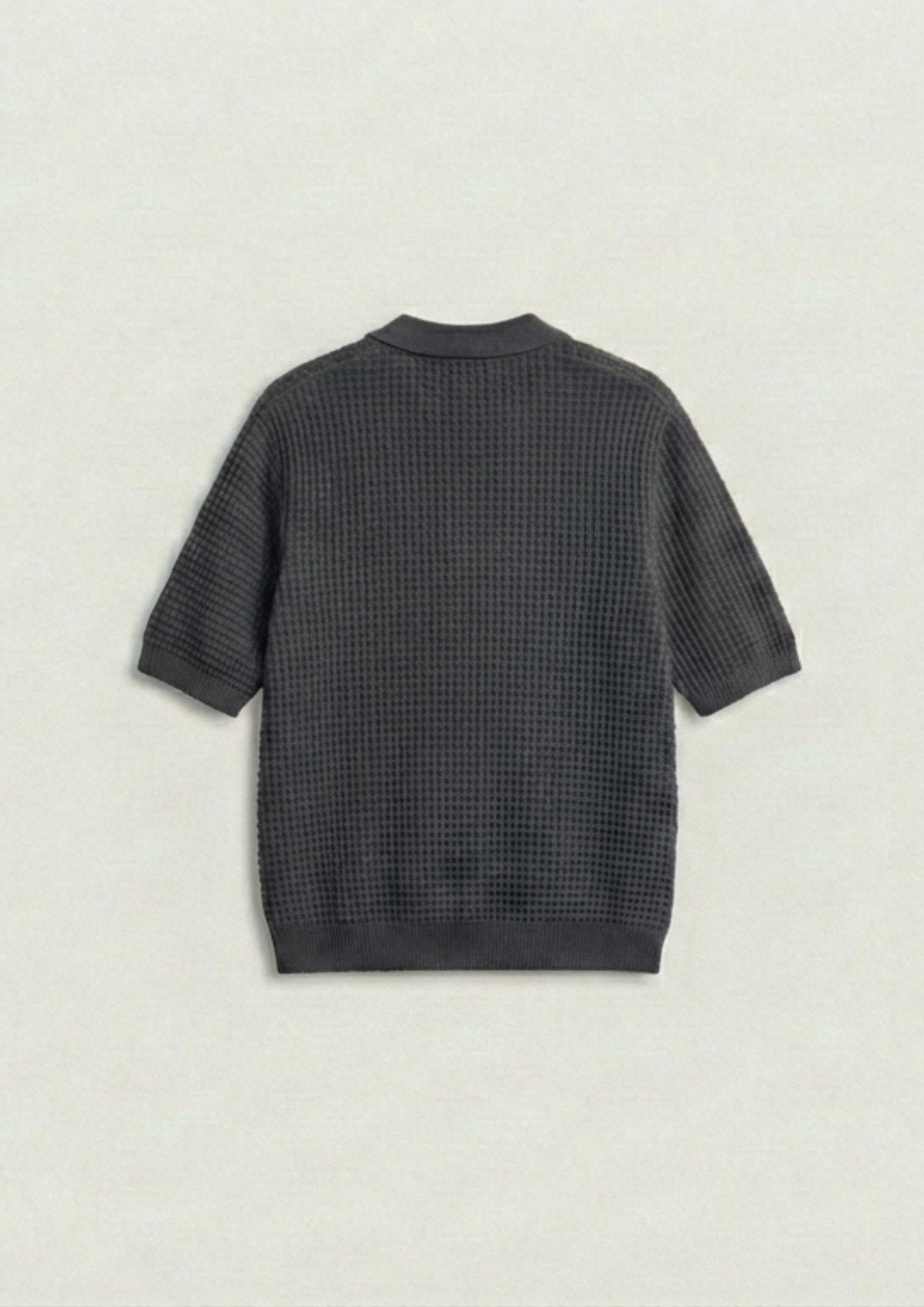2 Piece Waffle Knit Polo T-Shirt (Dodger Blue – Charcoal)