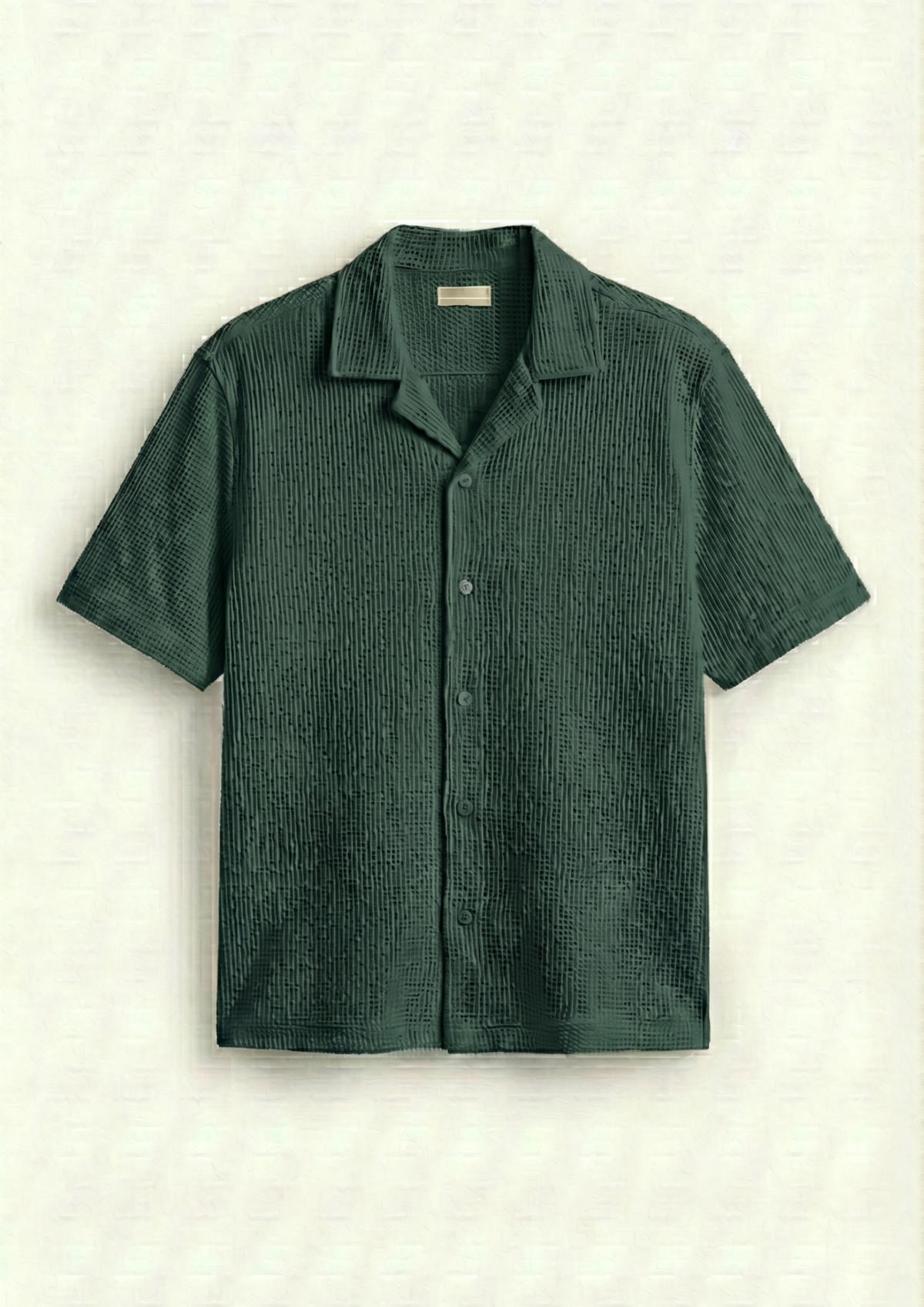 Pack Of 2 Waffle Knit Cuben Collar Shirt - (Dodger Blue – Bottle Green)
