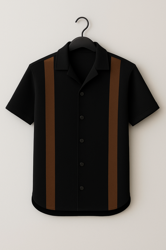 Black Brown Panel Cuban Shirt
