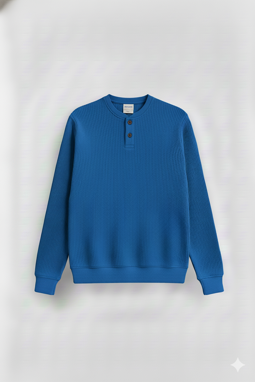 2 Pieces Waffle Knit Henley Pack ( Charcoal + Slate Blue )