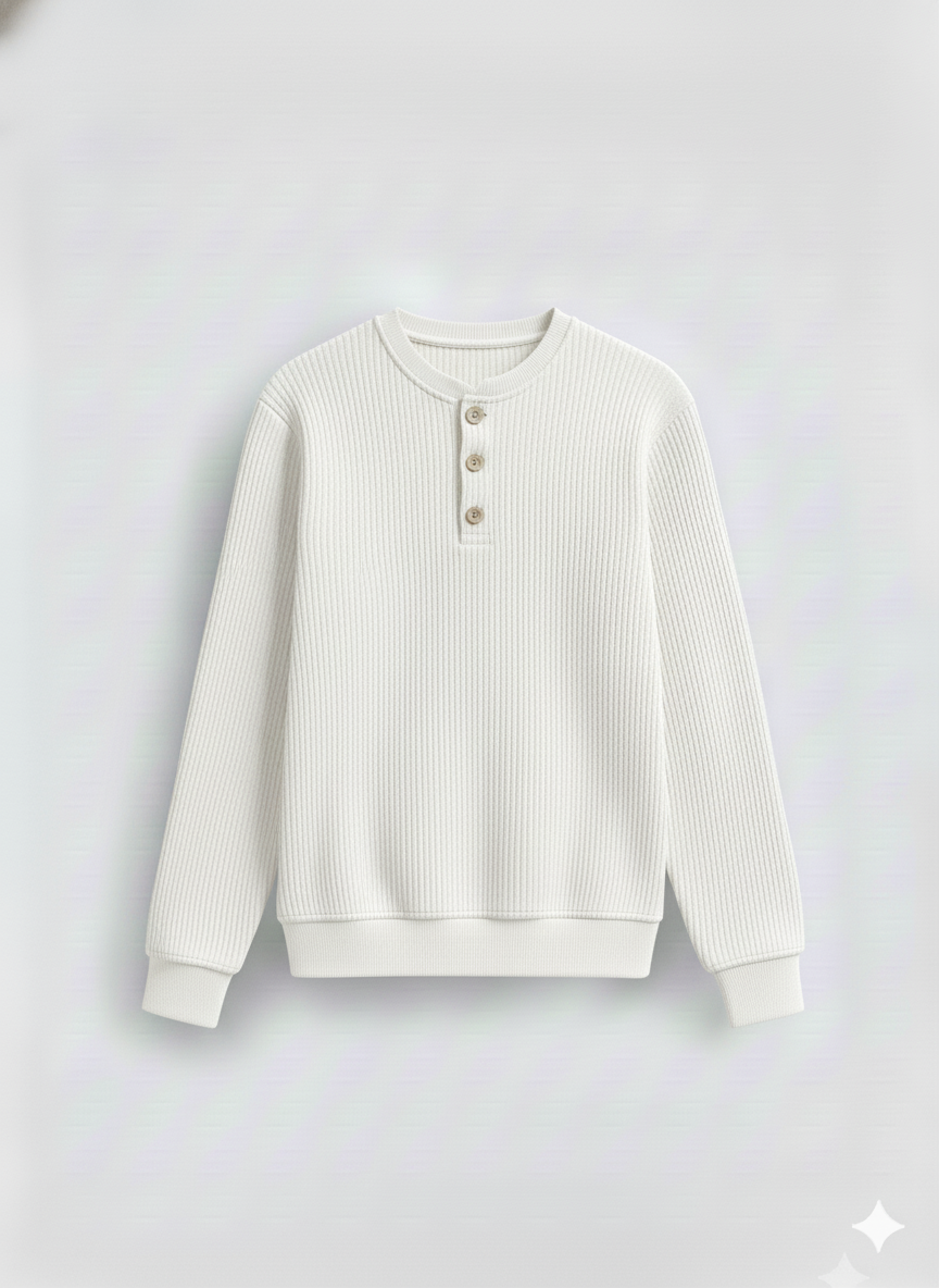 2 Pieces Waffle Knit Henley Pack (White & Gray)