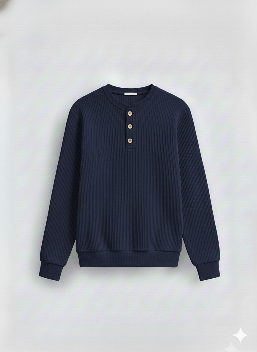 2 Pieces Waffle Knit Henley Pack (Navy & Gray)