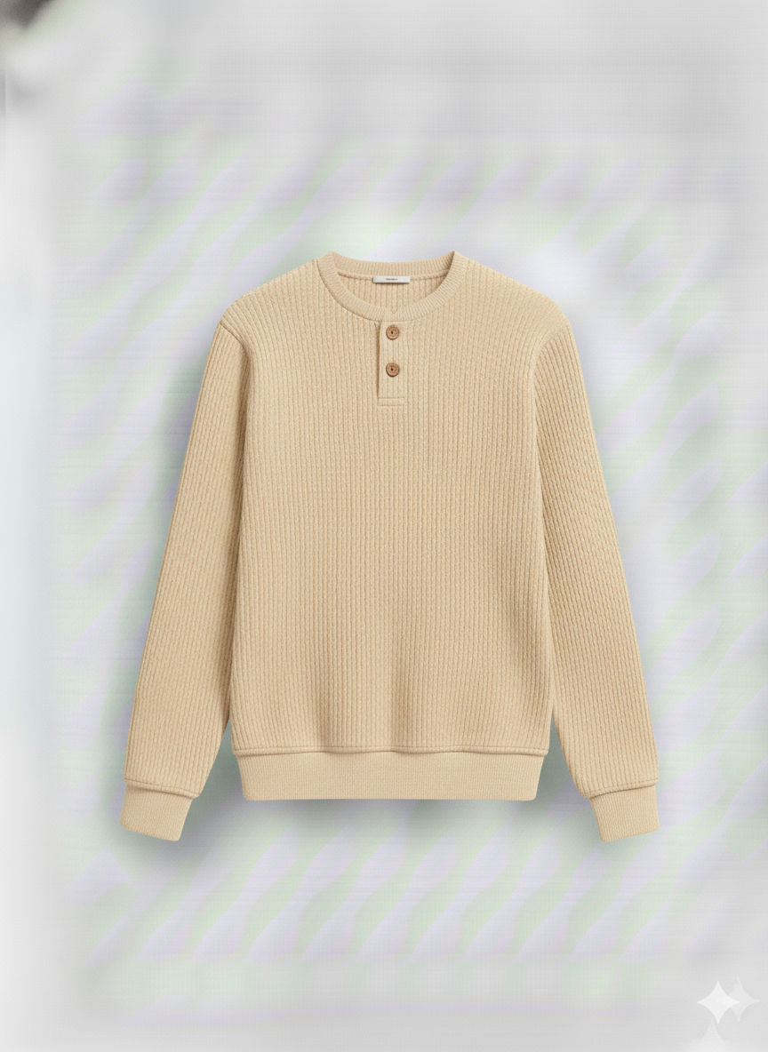 2 Pieces Waffle Knit Henley Pack (Gray & Cream)
