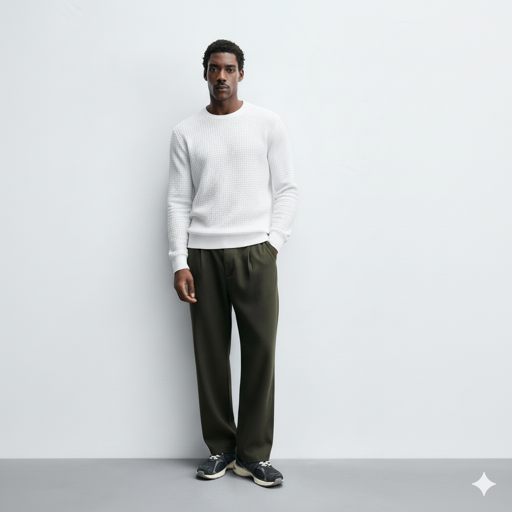 White Waffle Knit Tees