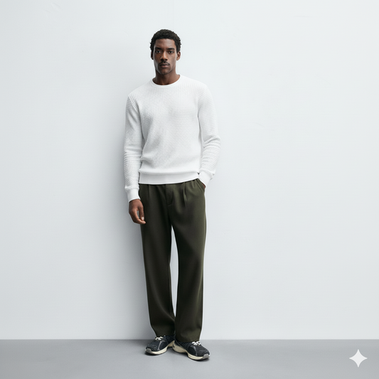 White Waffle Knit Tees