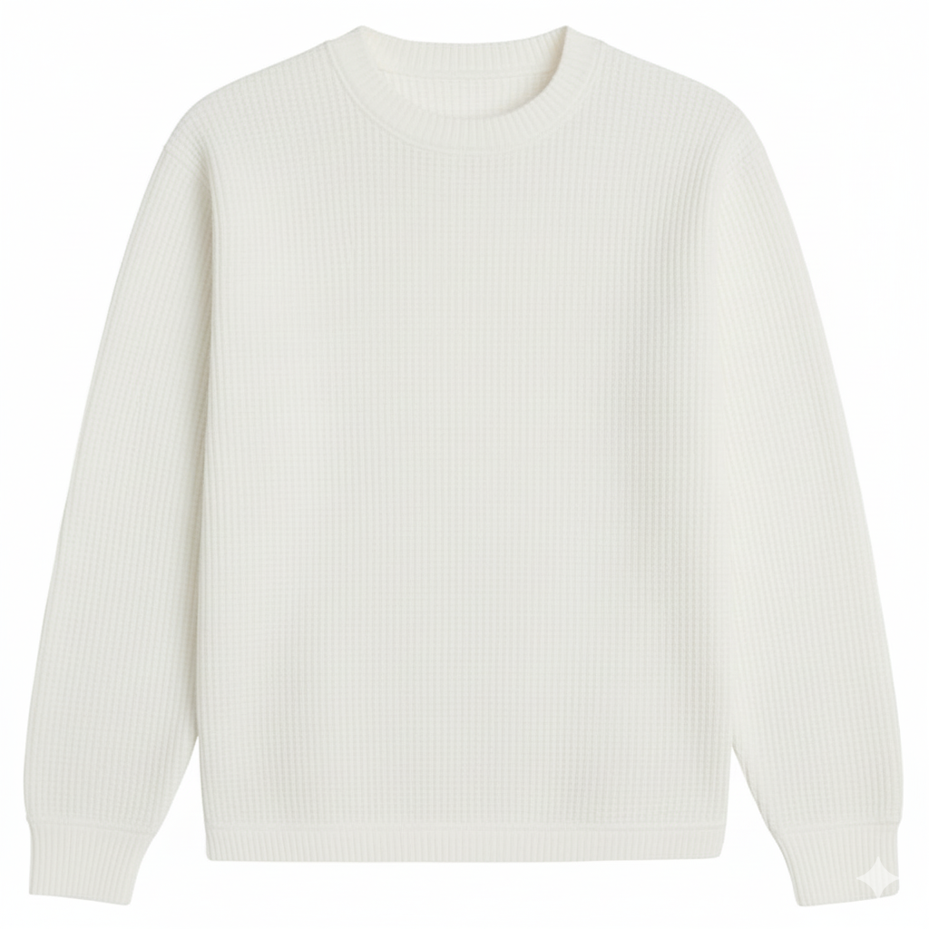 2 Pieces Waffle Knit Tees ( WHITE & OLIVE GREEN )