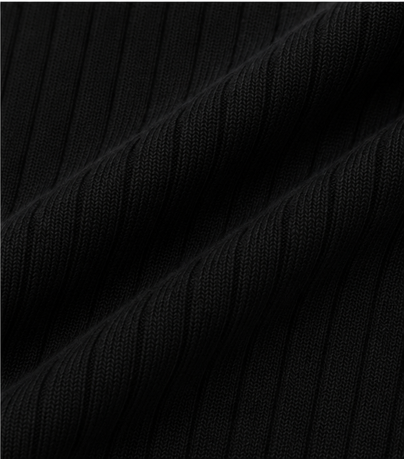 Black Premium Ribbed Knit Polo
